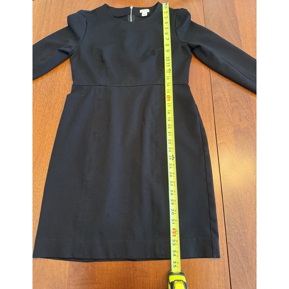 J. Crew Dress Womens Sz 8 Sheath Black Structured Knit Stretch‎ Career Work